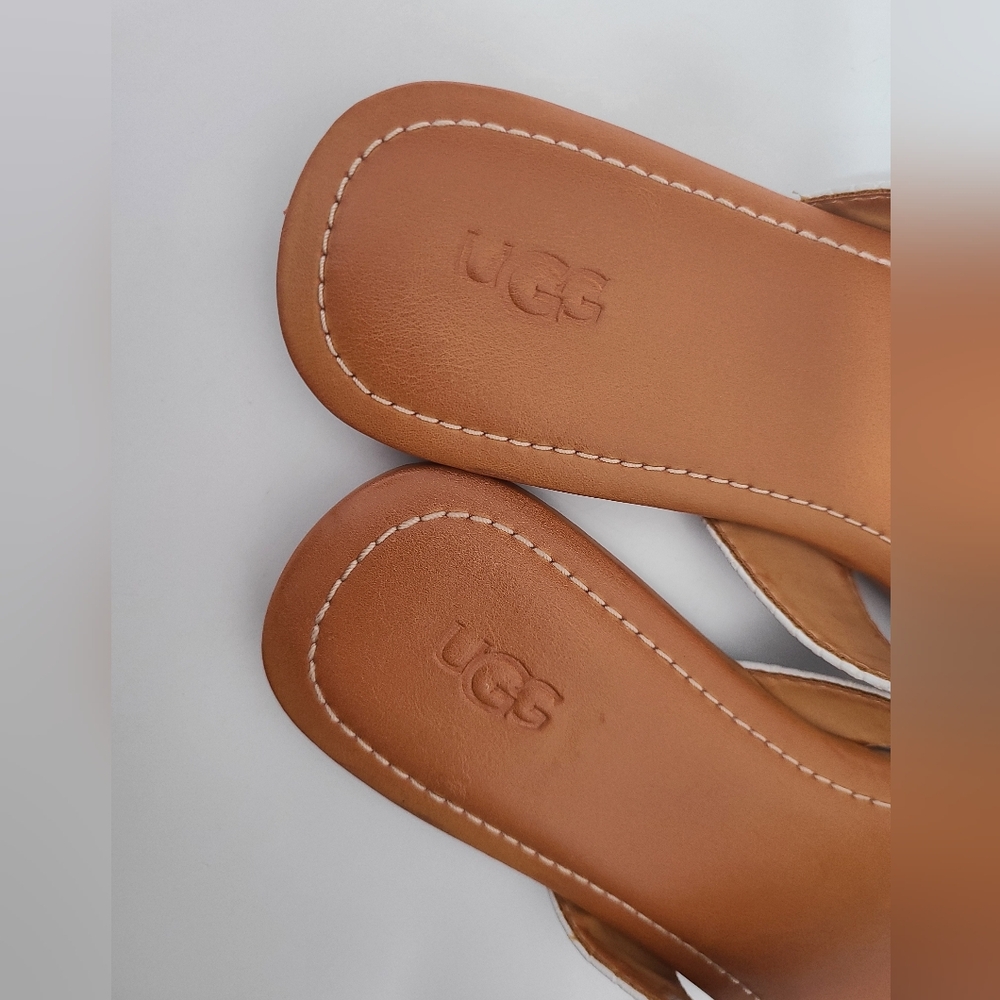 UGG Tuolumne White Snakeskin Embossed Leather Flip Flop Sandals Sz 9½ - Picture 5 of 11